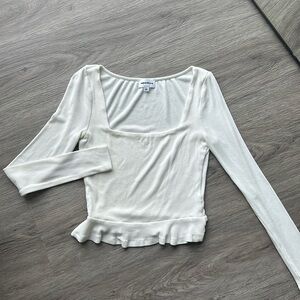 Long sleeve ribbed square neck top